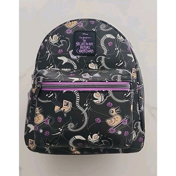 Disney Nightmare Before Christmas Black & Purple Mini Backpack Excellent Cond - Picture 1 of 6